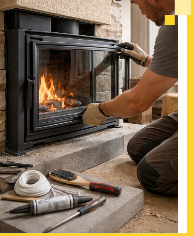 Производство, монтаж и доставка каминов со стеклом в Нижневартовске