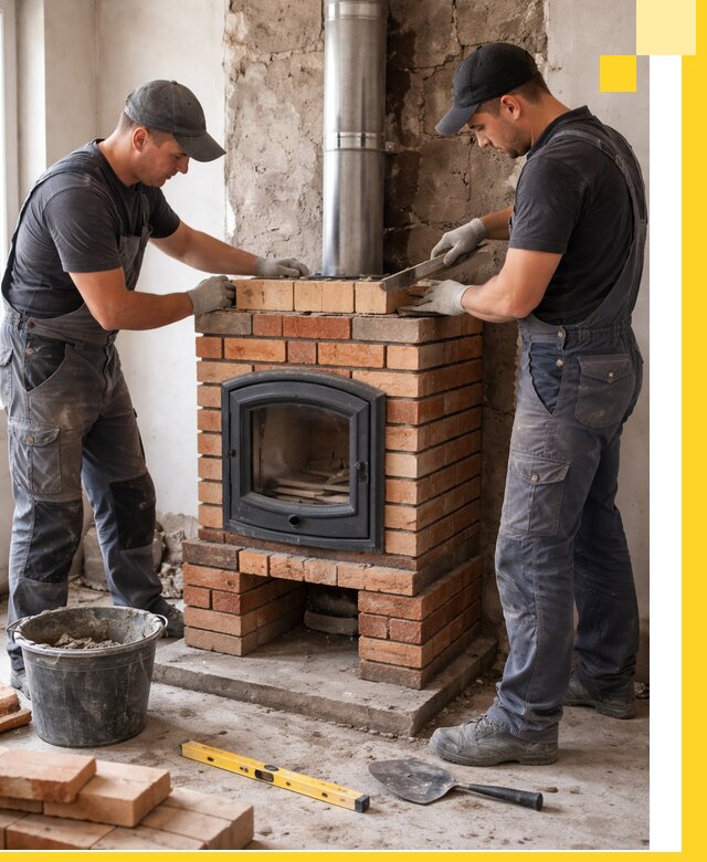 Монтаж печи камина под ключ в Нижневартовске с гарантией и пусконаладкой