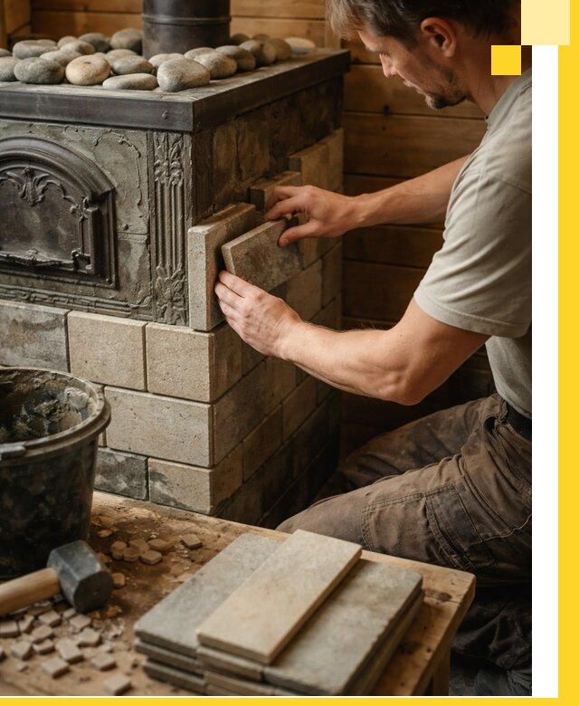 Облицовка банных печей в Нижневартовске профессиональная отделка