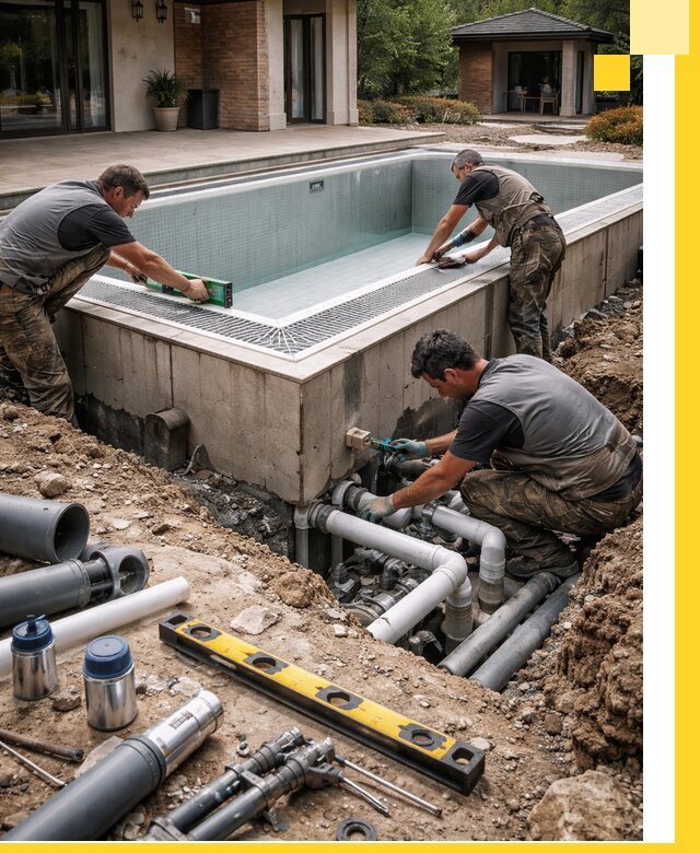 Строительство переливных бассейнов в Нижневартовске под ключ