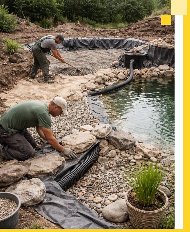 Строительство природных бассейнов и озер в Нижневартовске под ключ