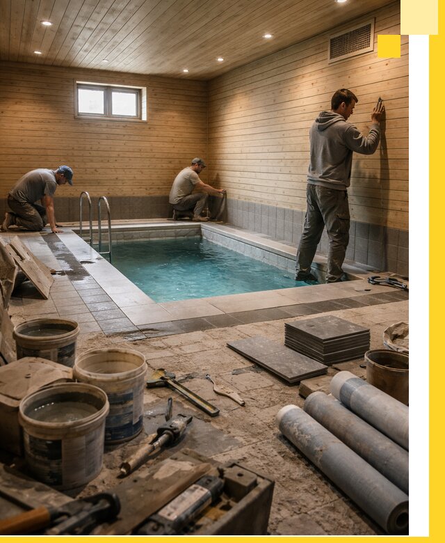 Строительство бани с бассейном и сауной под ключ в Нижневартовске