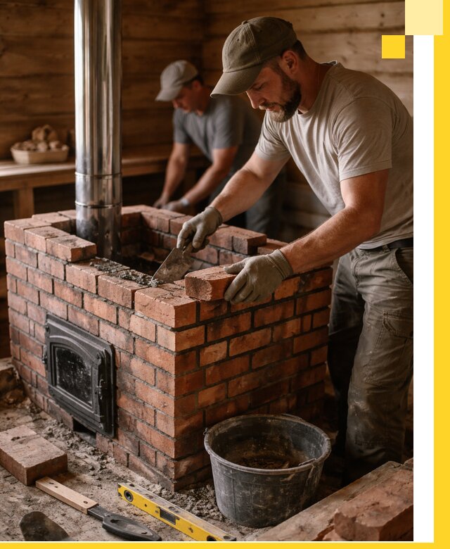 Кирпичные печи для бани под ключ в Нижневартовске, проект и монтаж