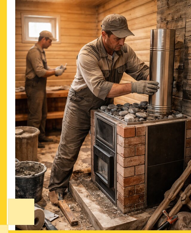 Монтаж печи в бане под ключ в Нижневартовске от 20720 р. | ЭриданНжт