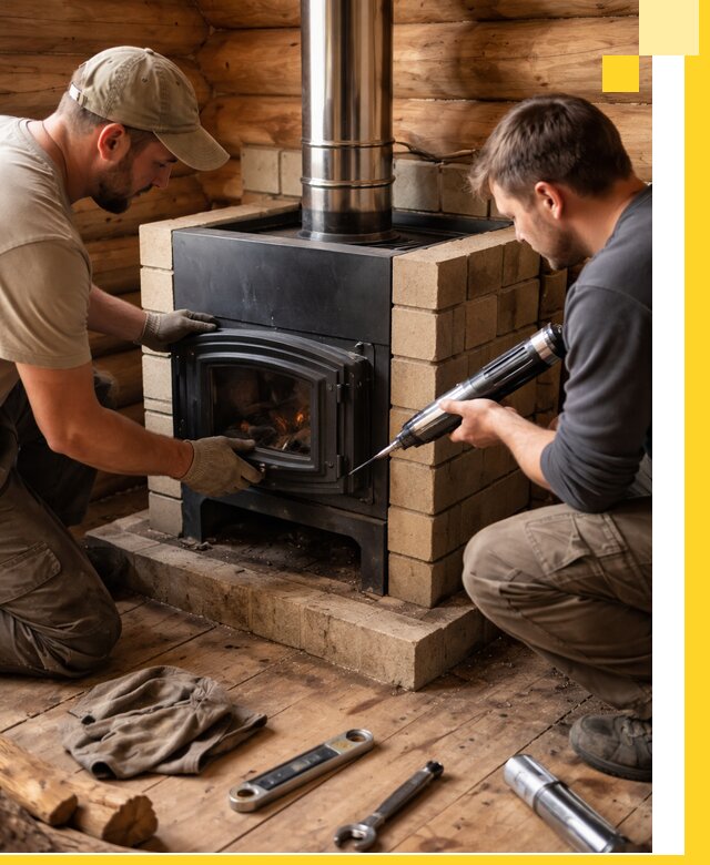 Монтаж и установка печи в бане под ключ с гарантией в Нижневартовске