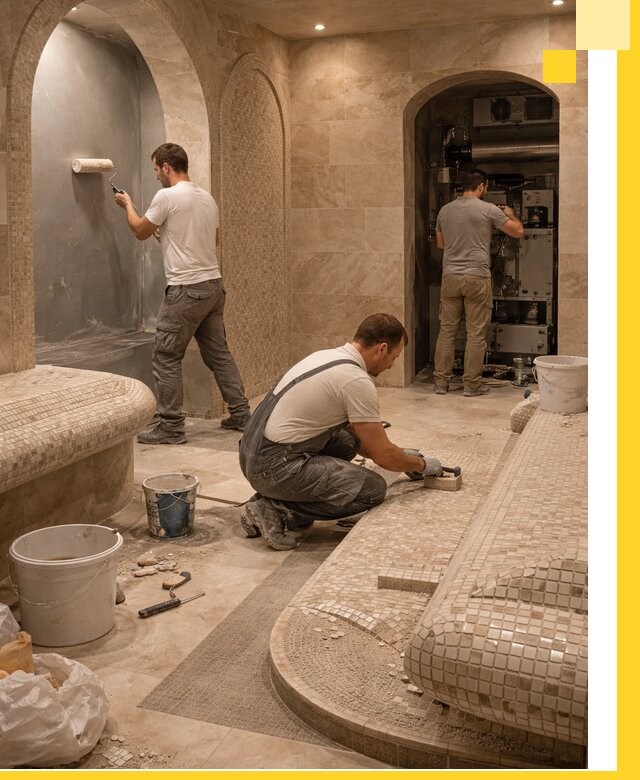 Строительство бани с хамамом и бассейном под ключ в Нижневартовске