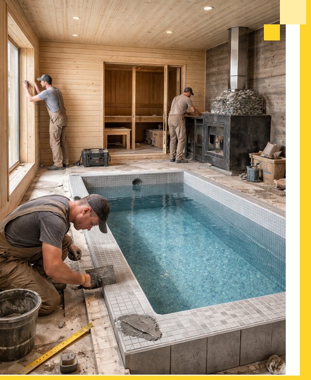 Проект бани с бассейном и сауной в Нижневартовске под ключ