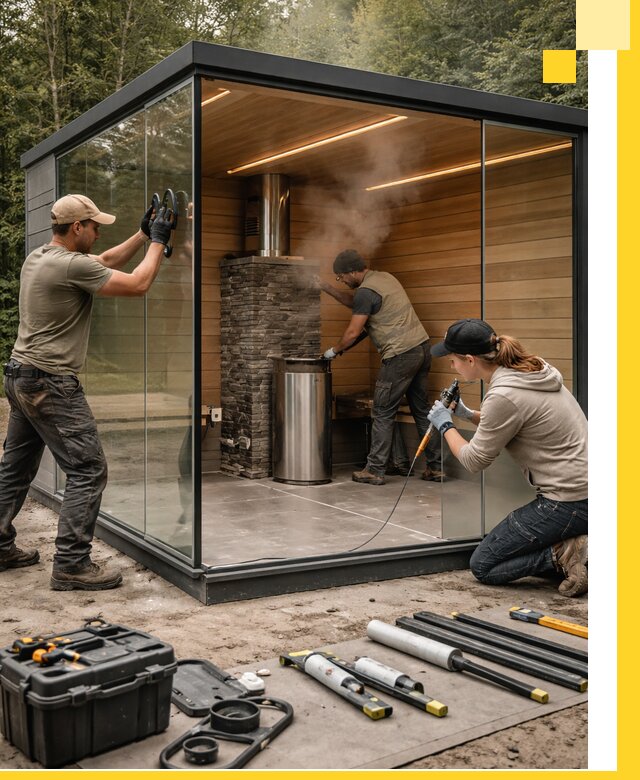 Проектирование и строительство стеклянных бань в Нижневартовске