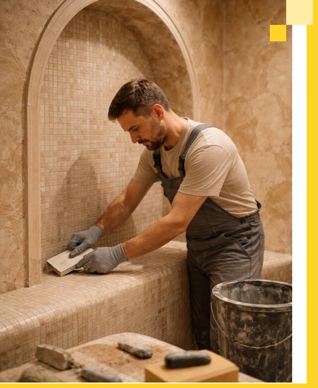 Профессиональная отделка хамамов с мозаикой под ключ в Нижневартовске