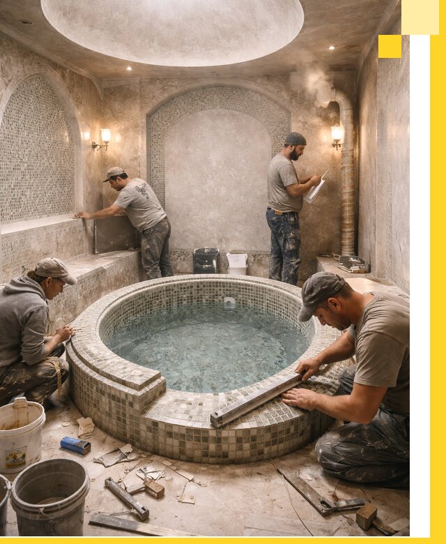 Профессиональное строительство хамама с бассейном в Нижневартовске под ключ