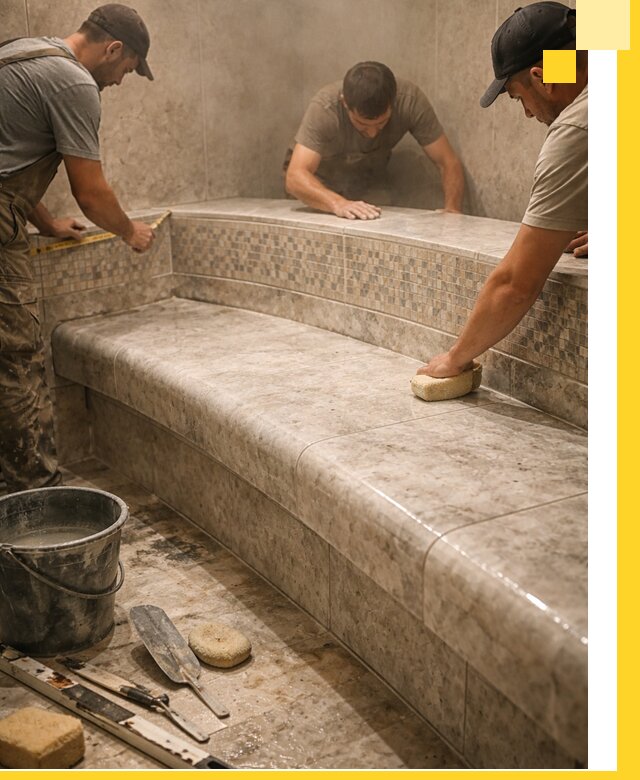 Изготовление и установка сидений для хамама в Нижневартовске