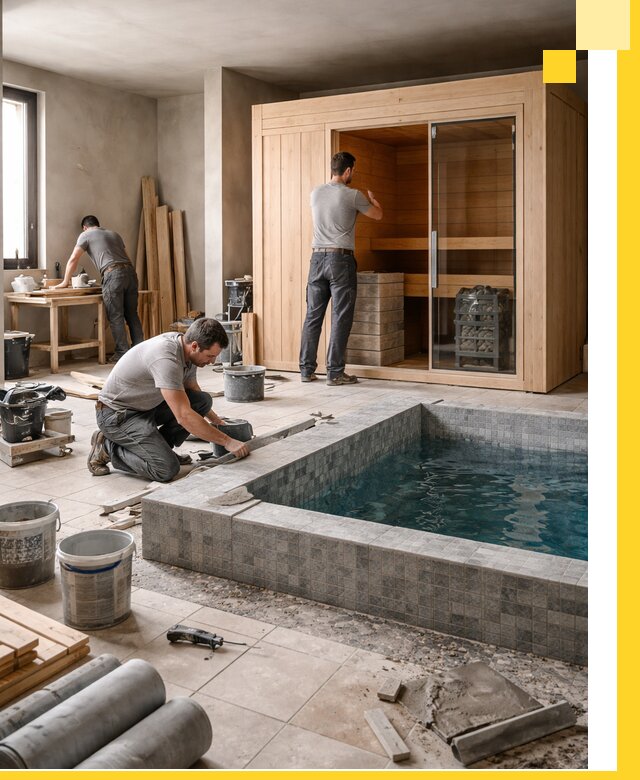 SPA зоны под ключ с бассейном сауной и печью в Нижневартовске